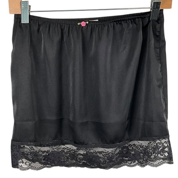 Y2K West Of Melrose Size XS  Black Slip Skirt Lace Trim Detail Layering Piece - Picture 1 of 8
